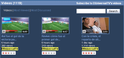El Universal TV en youtube